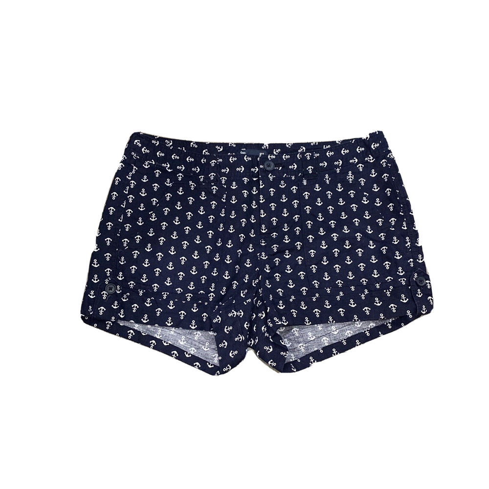 Gap size 4 shorts navy blue and white anchors linen cotton blend casual beachy